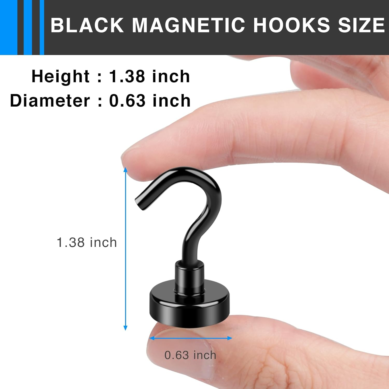 LOVIMAG Black Magnetic Hooks, 30Lbs Strong Magnetic Hooks Heavy Duty with Epoxy Coating for Refrigerator, Magnetic Cruise Hooks for Hanging, Classroom, Office, and Kitchen - Pack of 12 image number 4