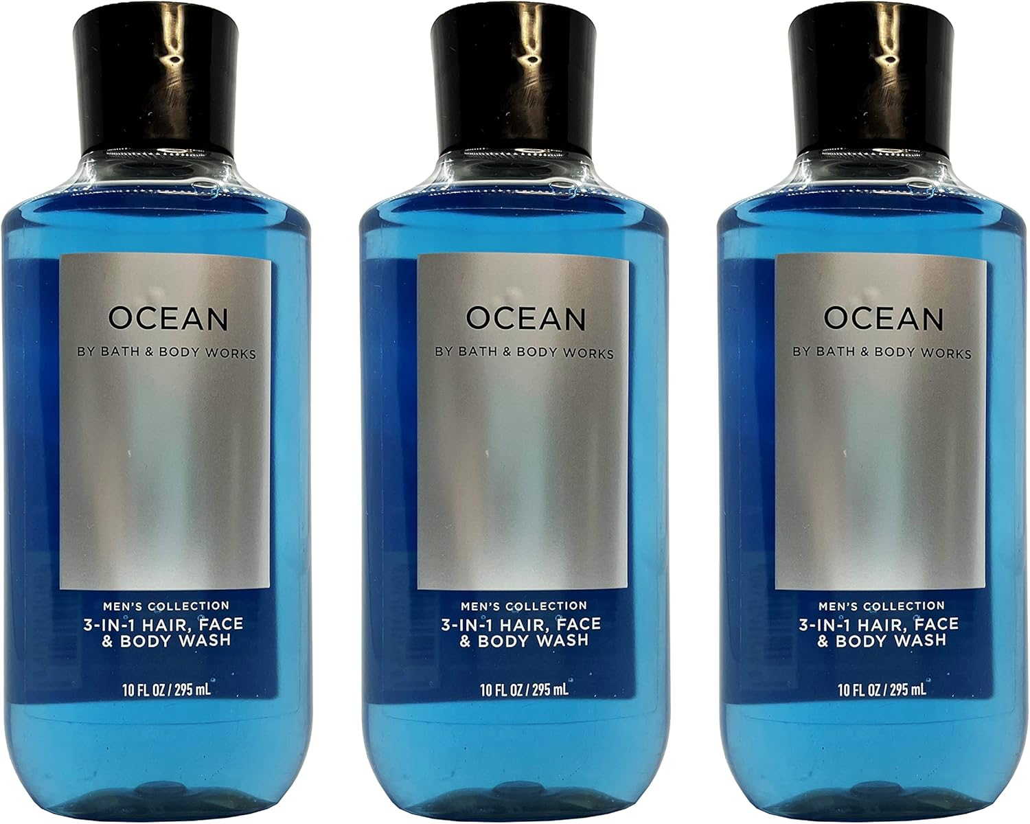 Lot of 3 Bath and Body Works Ocean Signature Collection 2 in 1 Hair Shampoo Body Wash for Men 10 Fl Oz