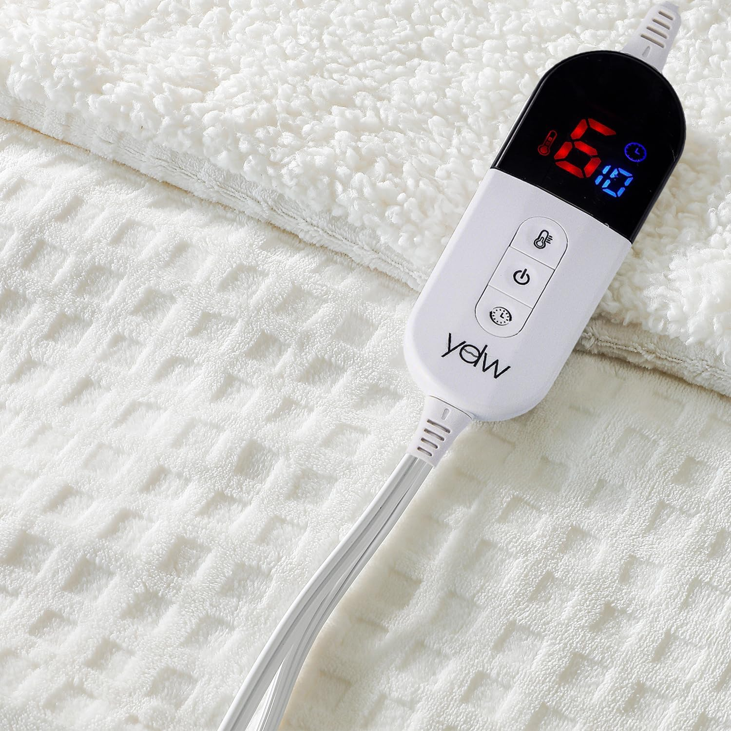 YDW Heated Blanket Electric Throw - 180X200Cm Soft Rug Plush Fleece Waffle Heating Warming Rugs with Auto Shut off for Couch Office Chair Lap Bed Adults Fuzzy Cozy Machine Washable Double Size Beige image number 5