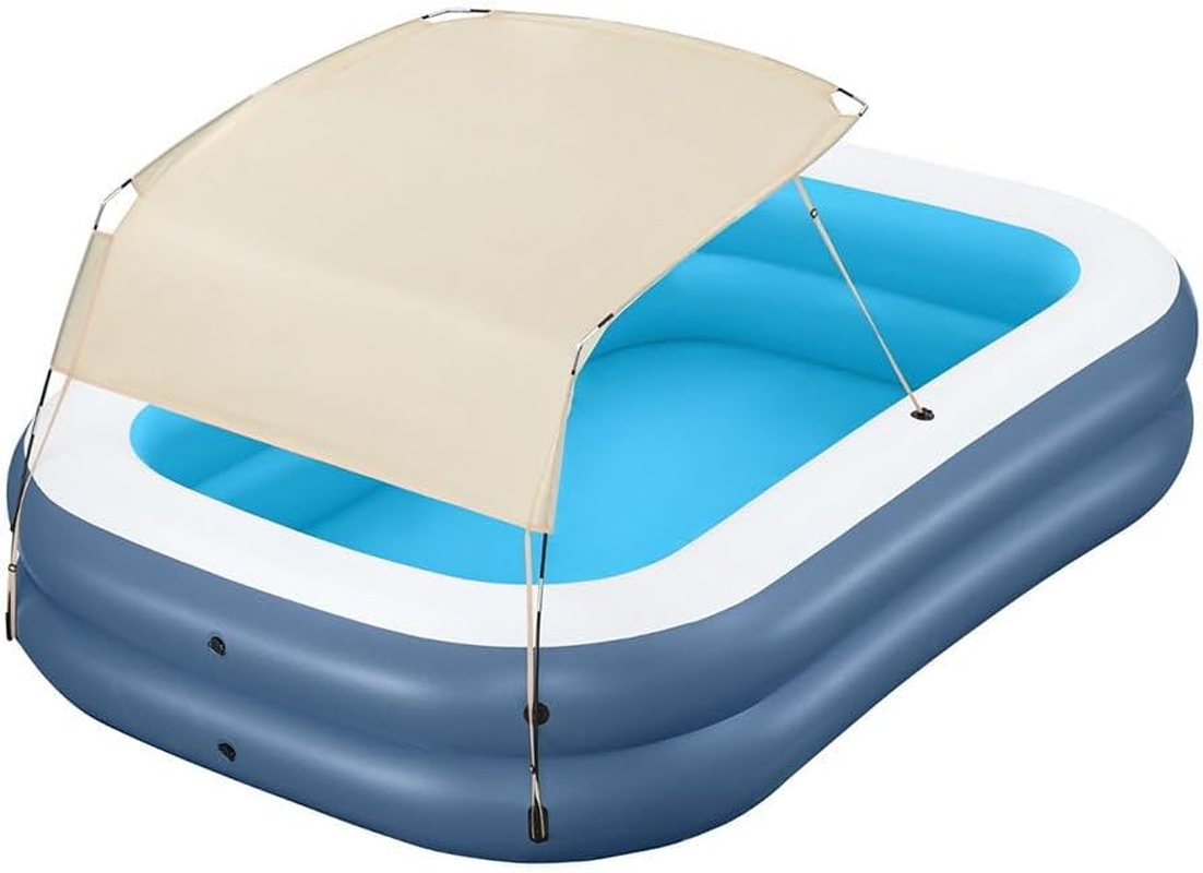 Kids Inflatable Pool above Ground Splash Pool with Sunshade 254X178Cm image number 3