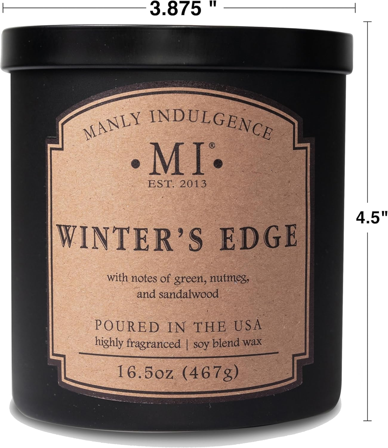 Manly Indulgence Winters Edge Scented Candle for Men 16.5 Oz | 2 Wick & 2X Intense Fragrance | Nutmeg & Sandalwood | up to 60 Hour Burn, Soy Blend Wax, USA Poured - Classic+ Collection image number 6