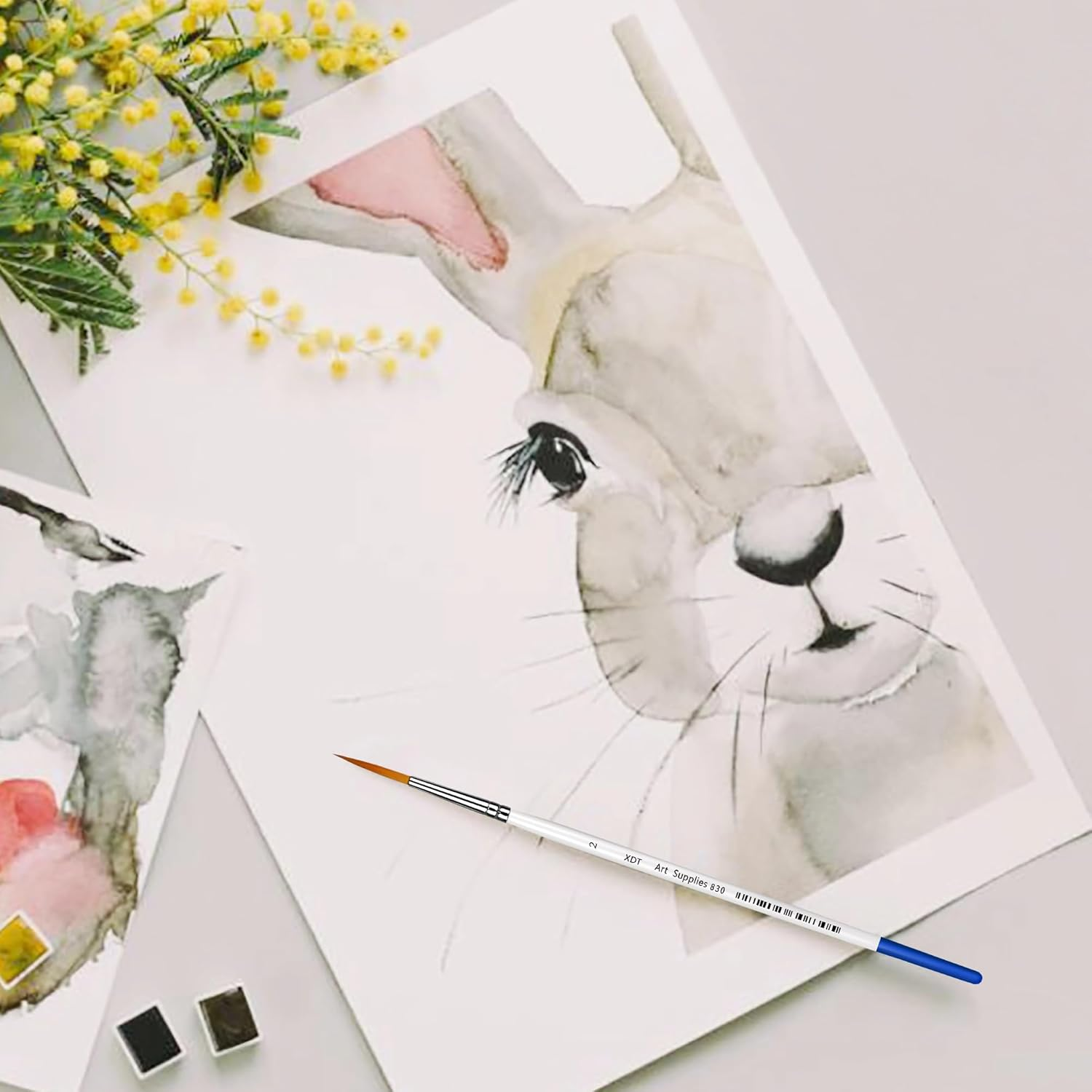 Rigger Artist Paint Brush 6 Piece Set, Extra Long Fine Point Liner Tip for Scale Models Nail Acrylic Oil Watercolor #000#00#0#1#2#3 image number 4