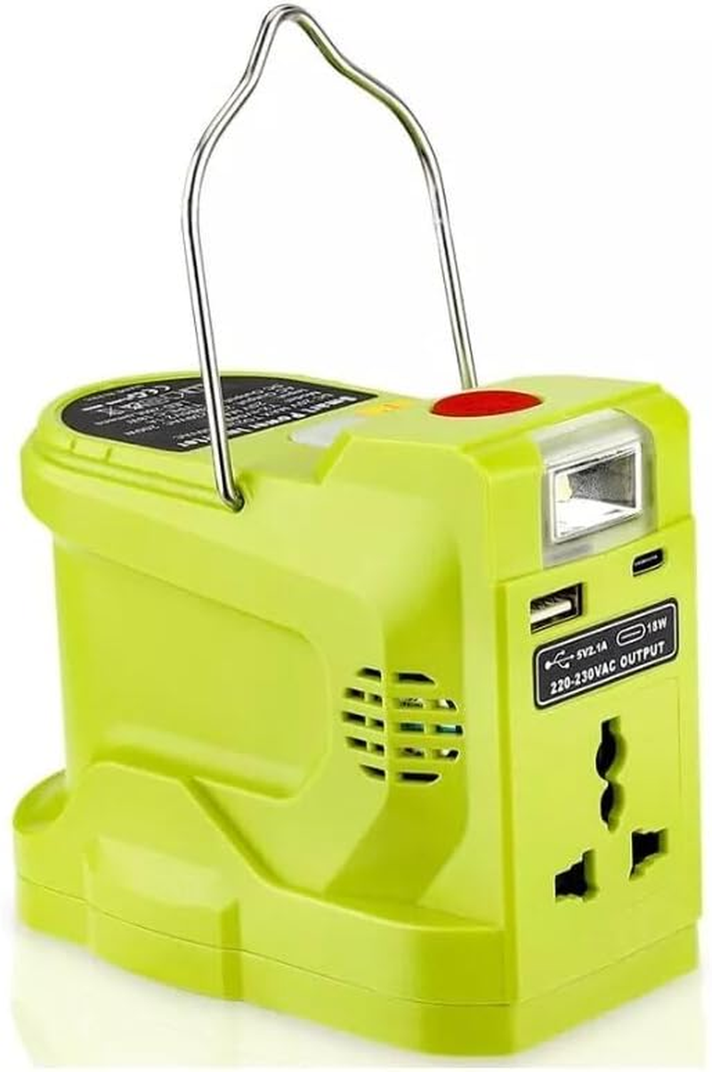 200W Power Inverter Compatible with Ryobi 18V Battery, DC 18V to 230V AC Outlet with USB-C & USB a Ports, Battery-Powered Generator/Charger Adapter Station (Compatible with RB18L50 RB18L40 RC18115)