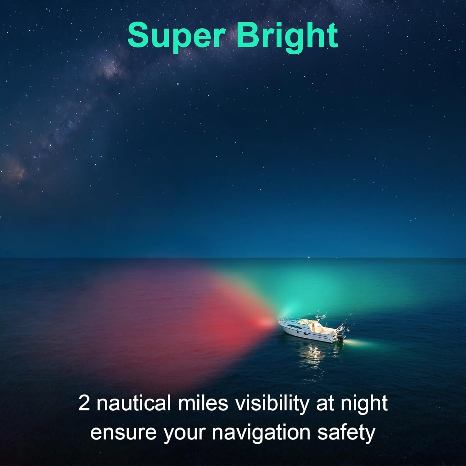 USCG Certified LED Boat Navigation Lights - Red Green Bi-Color Bow Lights, 2 Nautical Mile Visibility, Waterproof Marine Lights for Pontoon, Jon, Bass, Skiff Boats (Black) image number 5