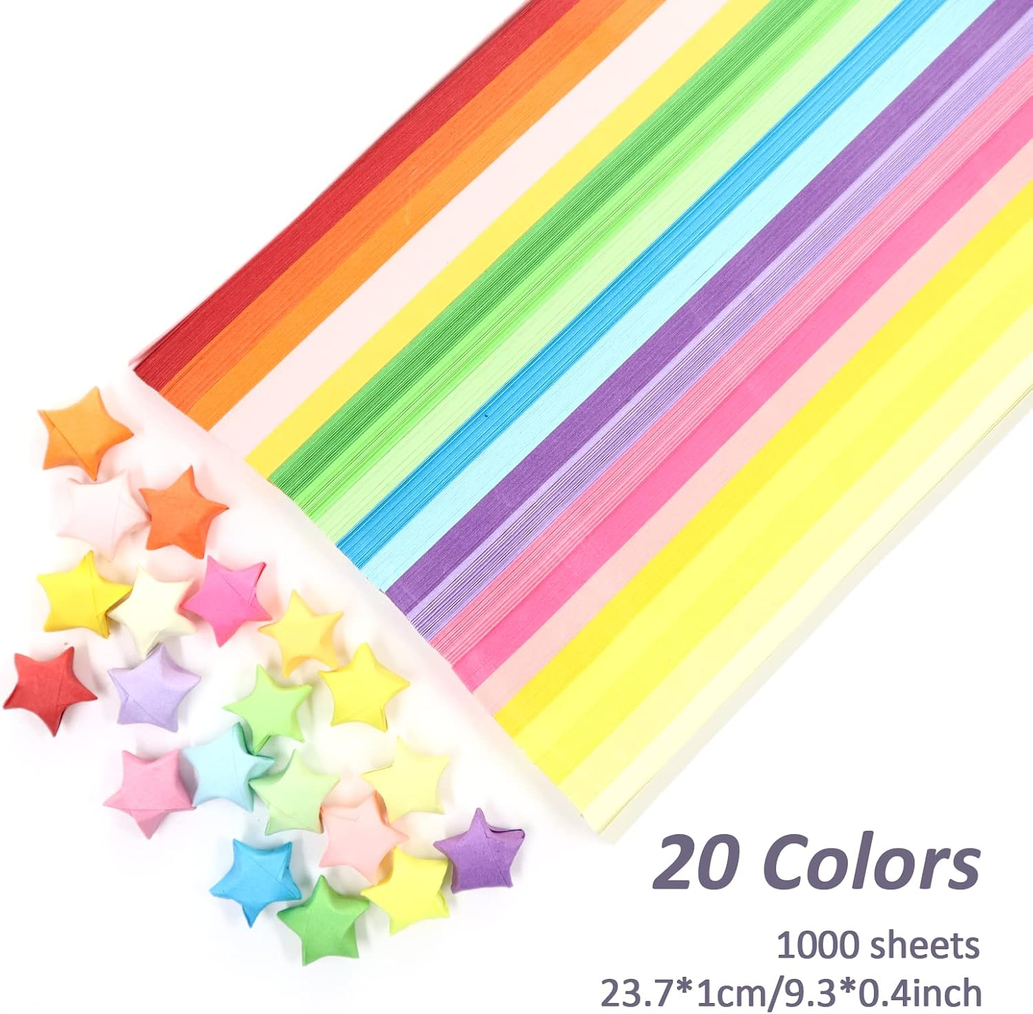 1000 Sheets Origami Star Paper Strips Cute, 8 Vivid Colors Lucky Star Paper, Star Folding Paper Strips, Origami Paper Strips for DIY Arts Crafts Decoration (Solid Color) image number 3