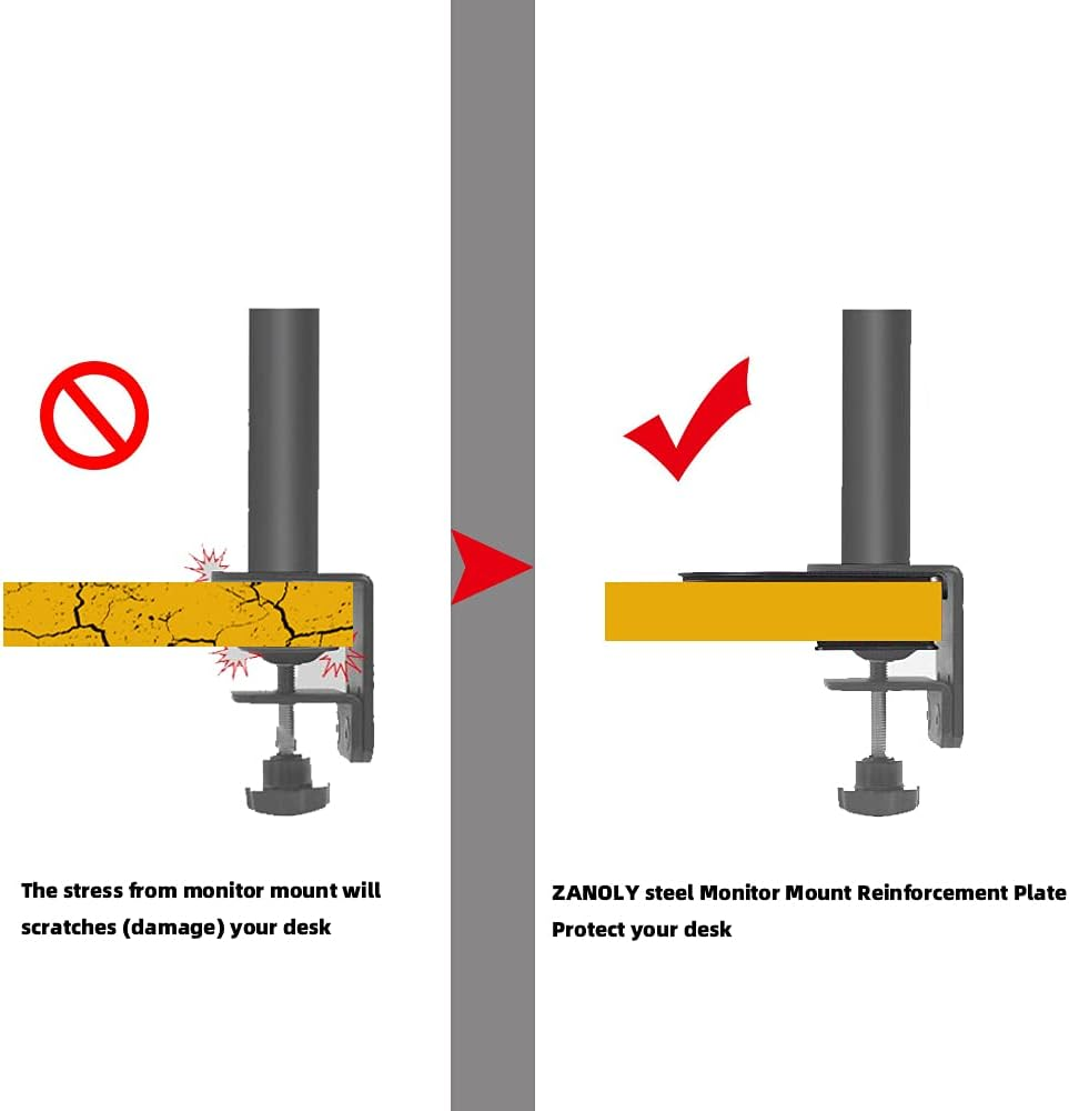 Steel Monitor Mount Reinforcement Plate，Monitor Arm Reinforcement Plate for Fragile Tabletop, Monitor Mount Reinforcement Plate Fits Most Monitor Stand C Clamp Installation (White) image number 1
