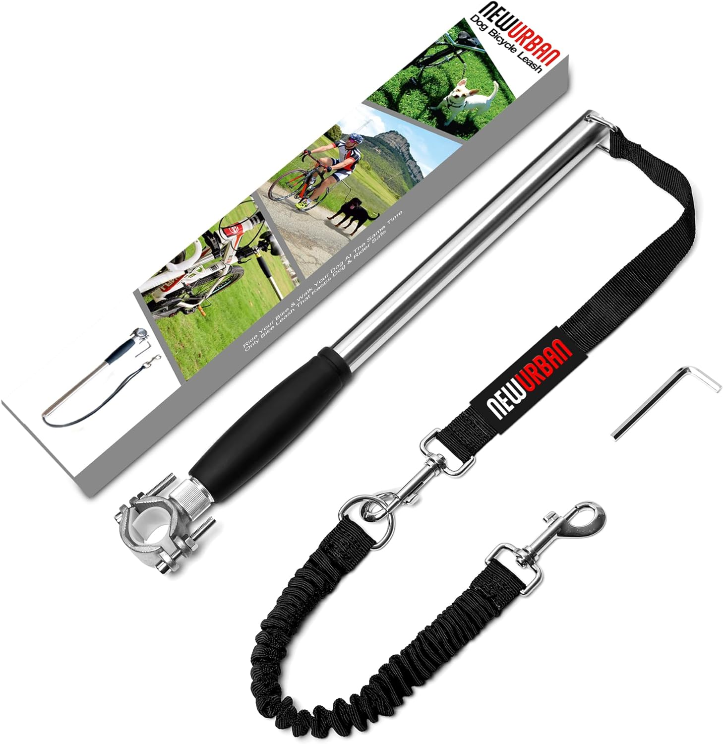 NEWURBAN - Dog Bike Leash - Easy Installation Removal - Hand Free Dog Bicycle - Exerciser Leash - for Exercising - Training Jogging - Cycling and Outdoor - Safe with Pets.R Large Walky plus Biking