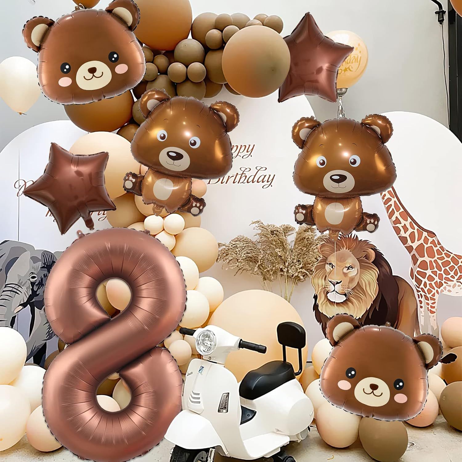 Bear Birthday Balloons,40 Inch Bear Number Balloon,Baby Shower Decorations Foil Animal Balloons (8Th) image number 5