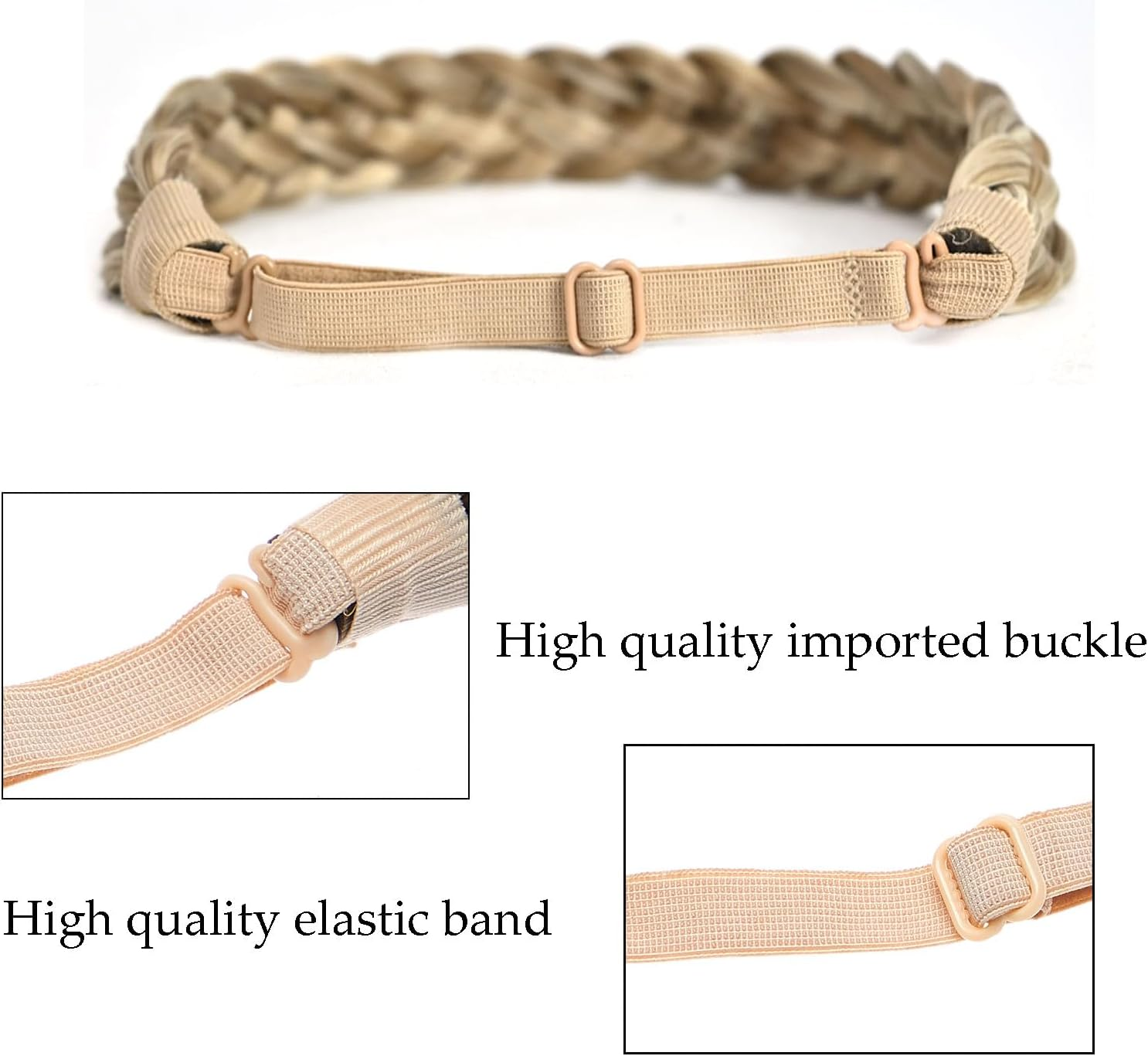 TOECWEGR 5 Strands Synthetic Hair Braided Headband Hairpiece Classic Chunky Wide Plaited Braids Elasticmulti Color Headband Ladies Beauty Hair Accessories - 1522 image number 6