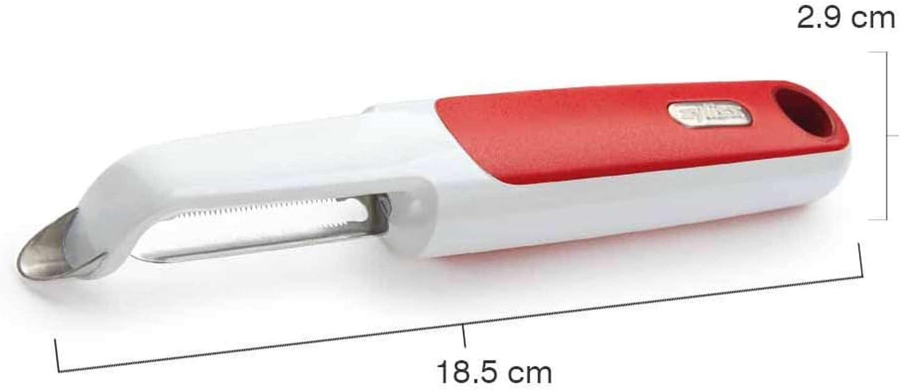 Zyliss Vegetable Peeler | Smooth Glide Swivel Potato Peeler with De-Eyeing Cutting Tip | Comfortable Ergonomic Handle | Stainless Steel Sharp Blade | 2.5 X 9.5 X 26 Cm | White/Red