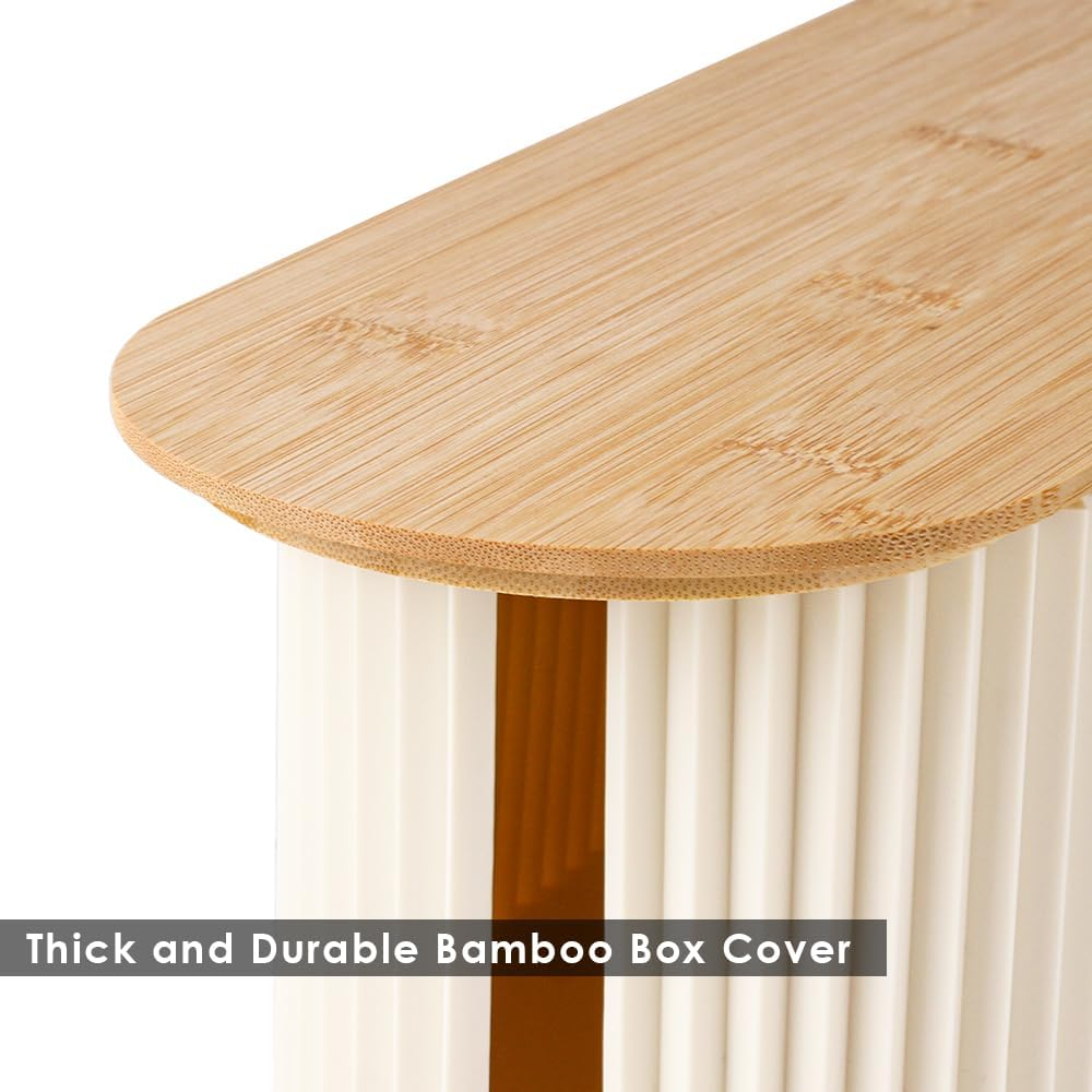 Baskiss Cable Management Box with Solid Bamboo Lid, 32X13X11.2 Cm, Floor Outlet Hider, Wire Organizer for Desk TV Computer USB Hub System to Cover and Hide & Power Strips & Cords (Beige) - Beige image number 5