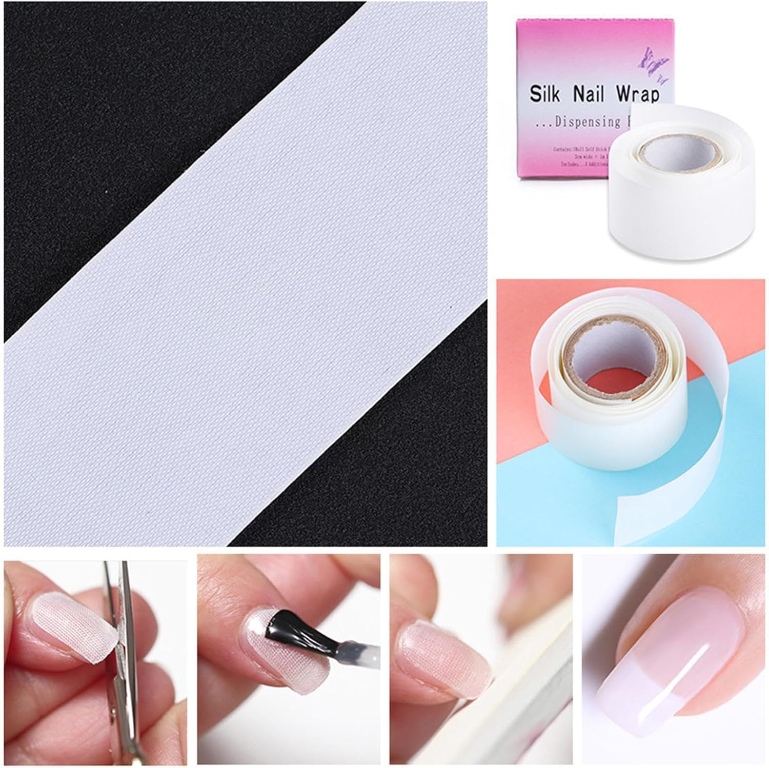 Silk Nail Film, Nail Art Protection, Nail Art Tool, Silk Nail Protection, Self-Adhesive Anti-Damage Nail Foil for UV Gel Acrylic Nail Art Extension, Nail Reinforcement Repair Tape image number 3