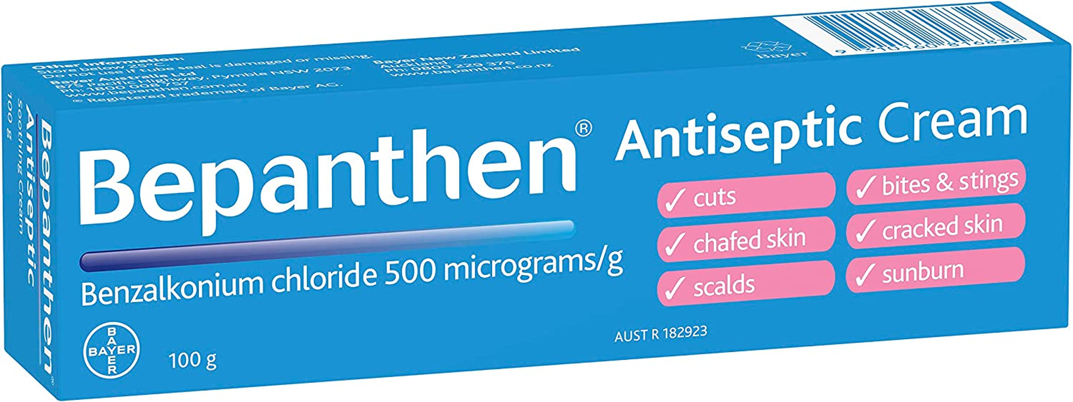 Bepanthen Antiseptic Soothing Cream for Cuts, Bites & Stings, Chafed Skin, Cracked Skin, Scalds and Sunburn, 100 G image number 6