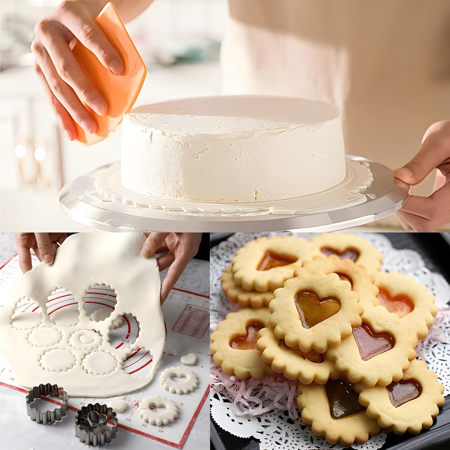 11 Pcs Christmas Cookie Cutters Set with 2 Cake Scraper, VEINARDYL Mini Christmas Holiday Stainless Steel Cookie Cutters for Baking, Christmas Tree, Snowman, Elk, Gingerbread Man, Snowflake, Angel image number 1