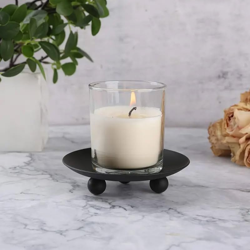 AIMALL 4Pcs Iron Plate Candle Holder Set, 4.33-Inch Aroma Base Tray, Decorative Stand in Black or Gold for Candlelight Display - Gold image number 6