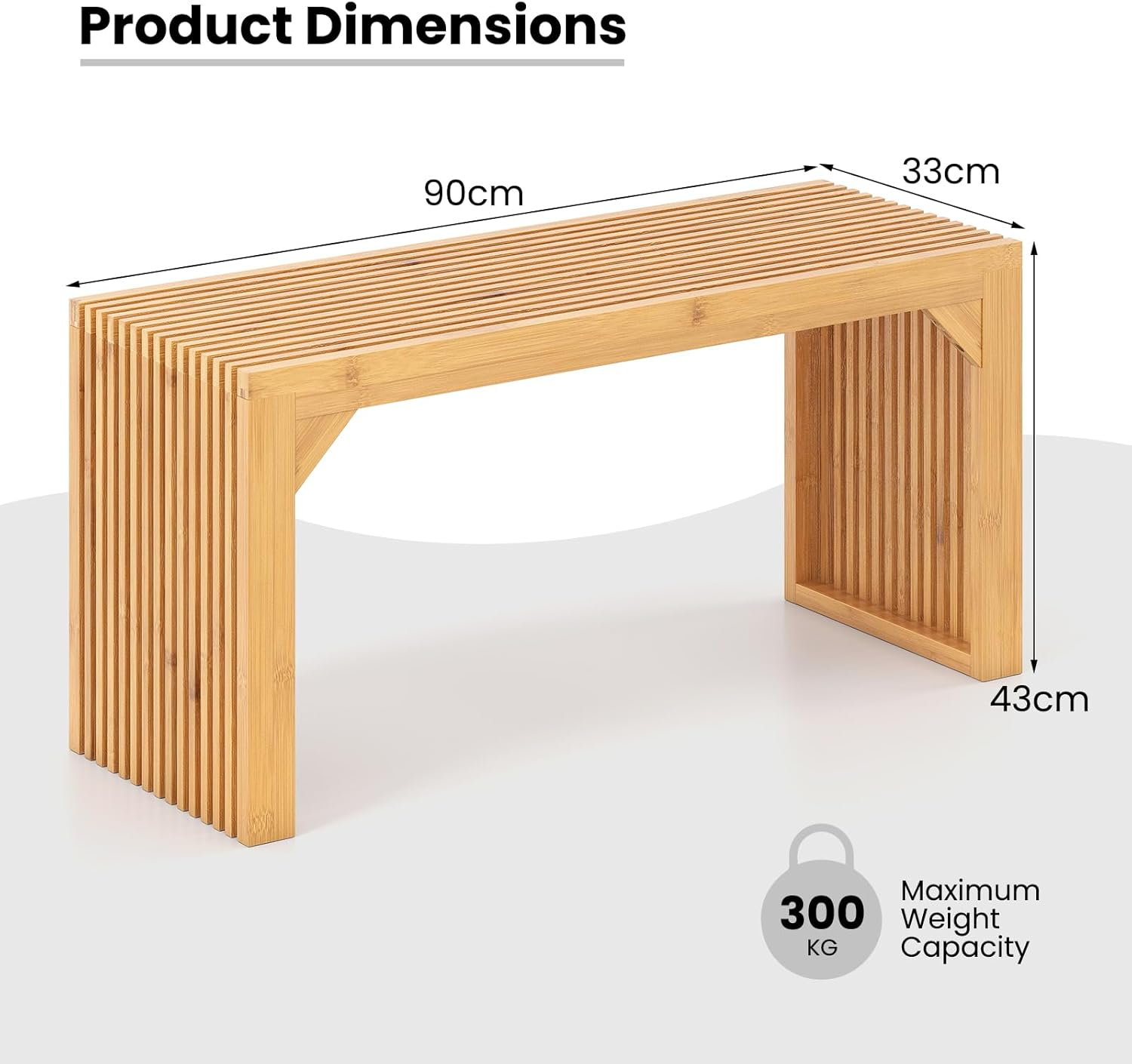 Giantex Bamboo Dining Bench, 90CM Long Entryway Bench, Indoor Outdoor Solid Wood Bench, Farmhouse Modern Seating Furniture for Dining Living Room Kitchen Bedroom Bathroom Hallway Front Door End of Bed image number 5