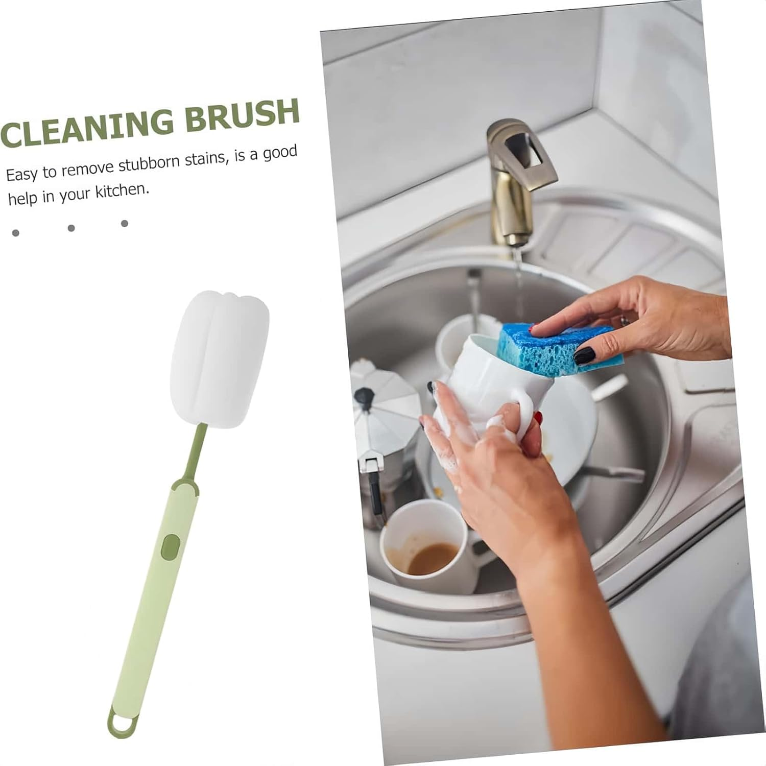 ARREBOL 3 Pack Bottle Cleaning Brush, Detachable & Scratch-Free Sponge Brush for Water Bottles, Glassware, Cups & Thermos image number 5