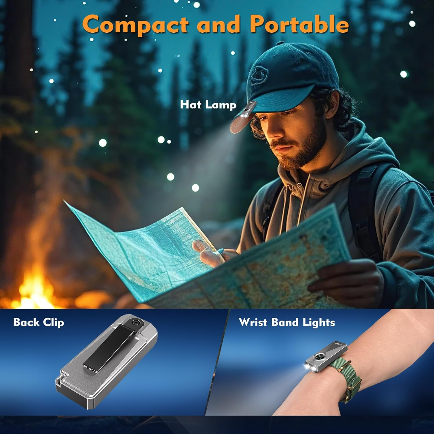 VTIGER K1 Keyring Torches, 800 Lumens Portable Flat Light, Rechargeable Mini Torch with Clip, Compact LED Lamp with Magnet for Daily Use, Camping, Emergency