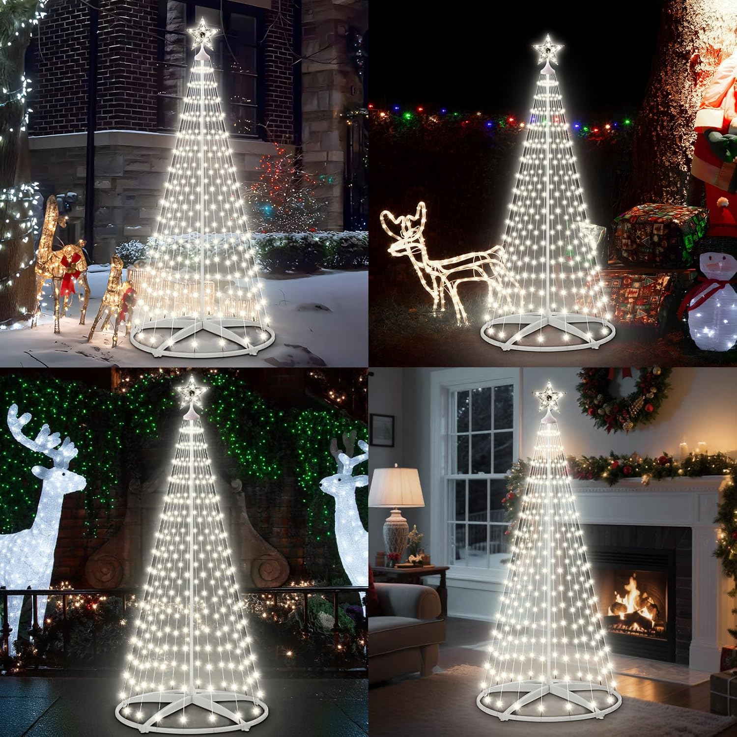 HELESIN 2.28M Solar Christmas Lights Outdoor, Christmas String Lights Decorations, 8 Modes Indoor Outdoor Decorations with Remote for Yard Garden Landscape Patio Decor, Cold White image number 4