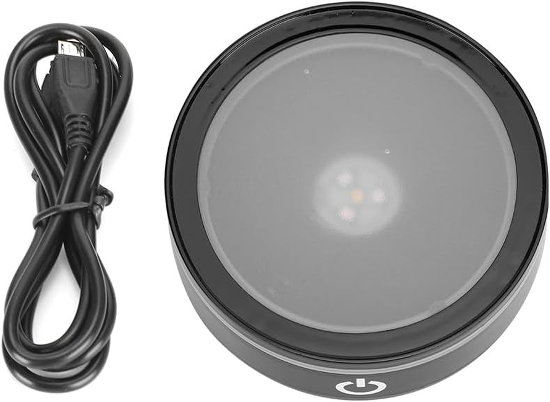 7 Colors LED Light Base, 3 Inch Battery Powered round Stand Display Plate, Flat Show Stand with Sensitive Touch Switch for Crystal, Art Glass, Acrylic Diameter 3In X Thickness 1In image number 6