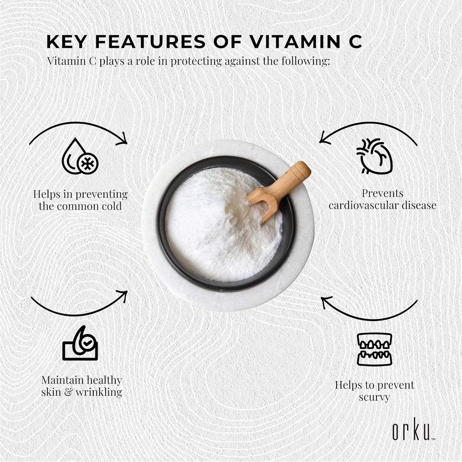 Orku Bulk 20Kg Vitamin C Powder Pure L-Ascorbic Acid - USP Grade Non-Gmo image number 2