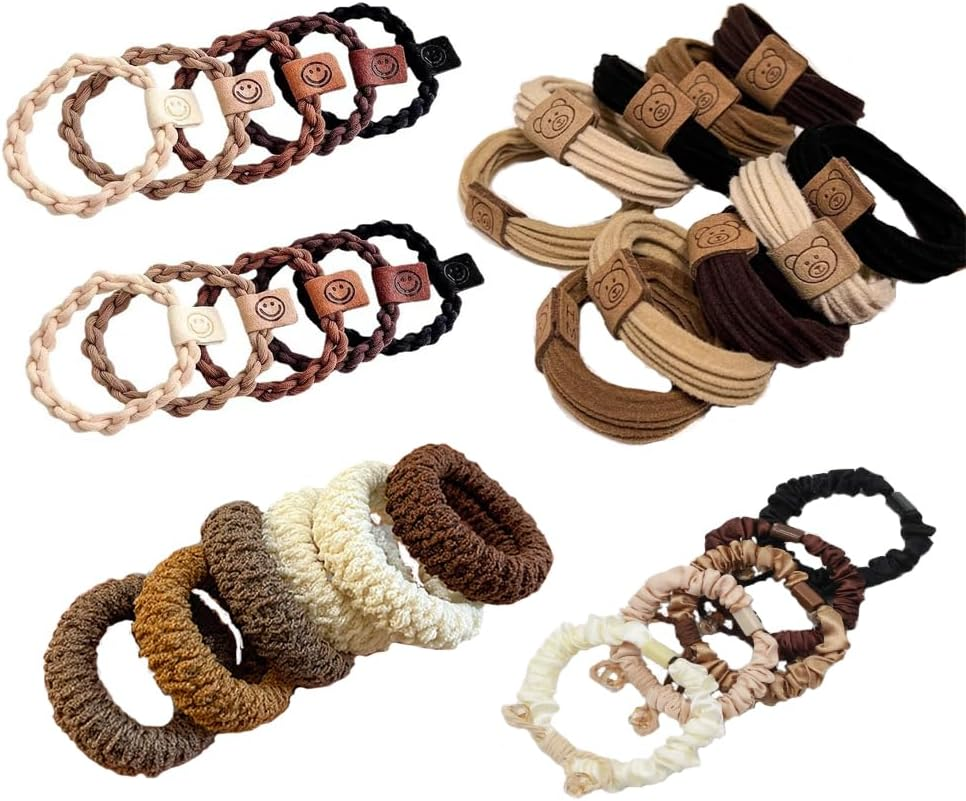 4Styles (31PCS) Elasticity Hair Band Medium Hair Ties Ponytail Holder Kate Bosworth Hair Tie Chloe Moretz Hair Ties No Crease Damage image number 5