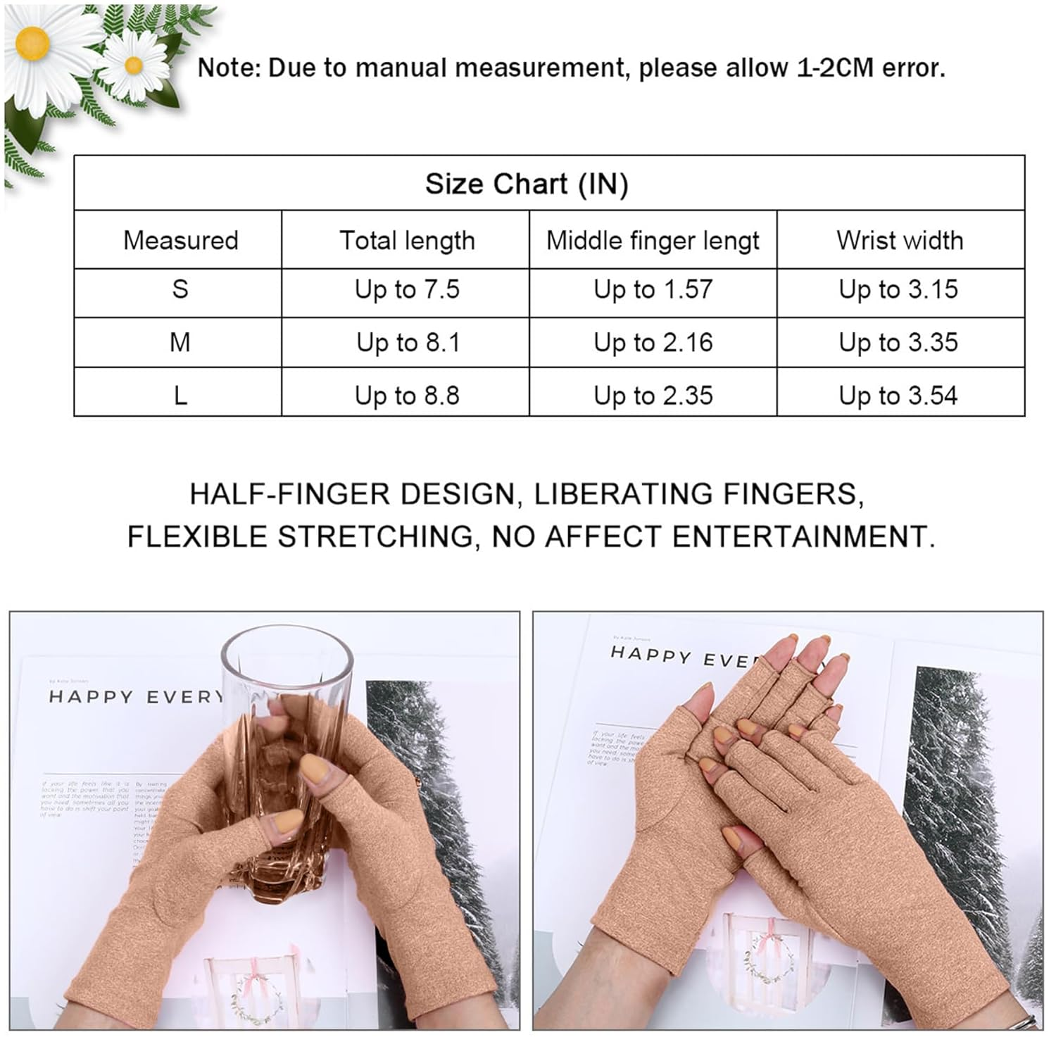 Rheumatoid Arthritis Gloves - Compression Fingerless Joint Pain Relief Hand Mitten Warmth Gloves Carpal Tunnel for Women Men image number 4