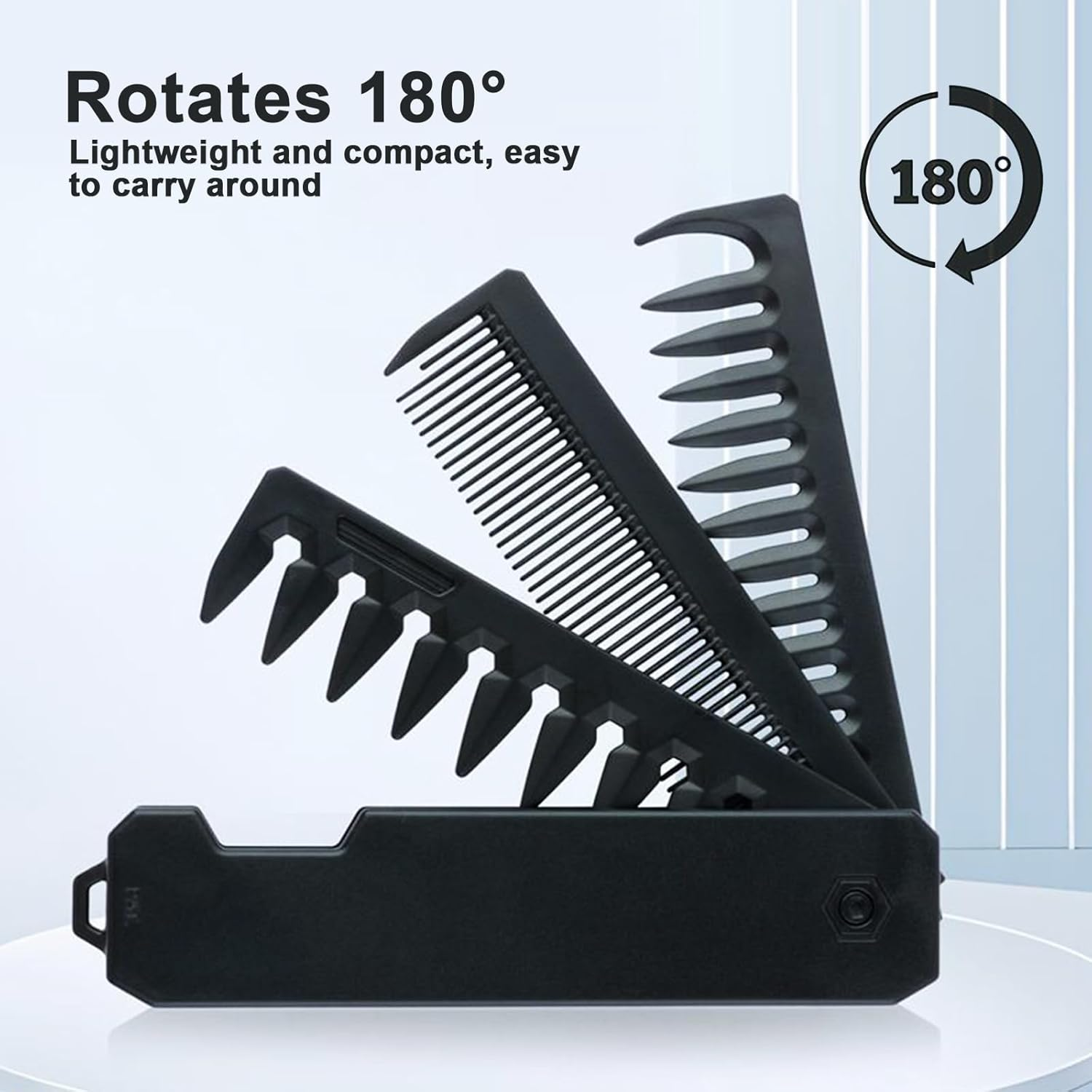 AURIVEE 3-In-1 Portable Folding Comb for Men with Fine Tooth & Wide Tooth Comb, Beard Care, Hair and Moustache Styling, Compact & Perfect for Travel image number 6