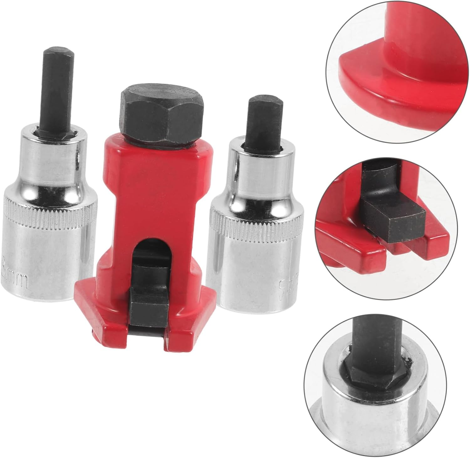 Veemoon 3Pcs Car Shock Absorber Remover Strut Spreader Tool Set Red Suspension Strut Separating Socket for Automotive Suspension Arm Repair image number 2