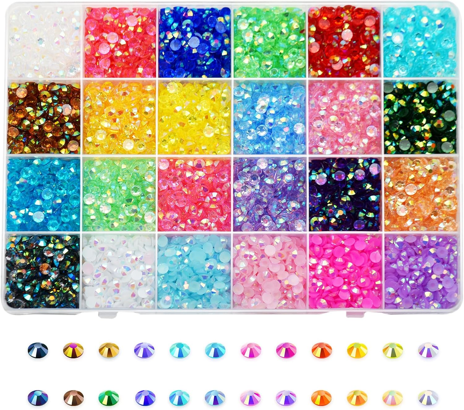 5Mm Rainbow Rhinestones, Clear Crystal Bling Colored Resin Jelly Rhinestones for Crafts, Tumblers, Clothes, Shoes, Nail Art Decoration (8000Pcs)