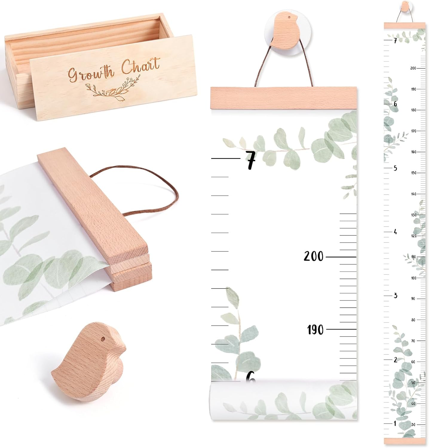 Growth Chart for Wall 7 Ft Height Chart with Keepsake Box & Hook Waterproof Canvas Measure Wall Ruler Removable Neutral Nursery Wall Decor for Baby Kids Toddlers image number 5