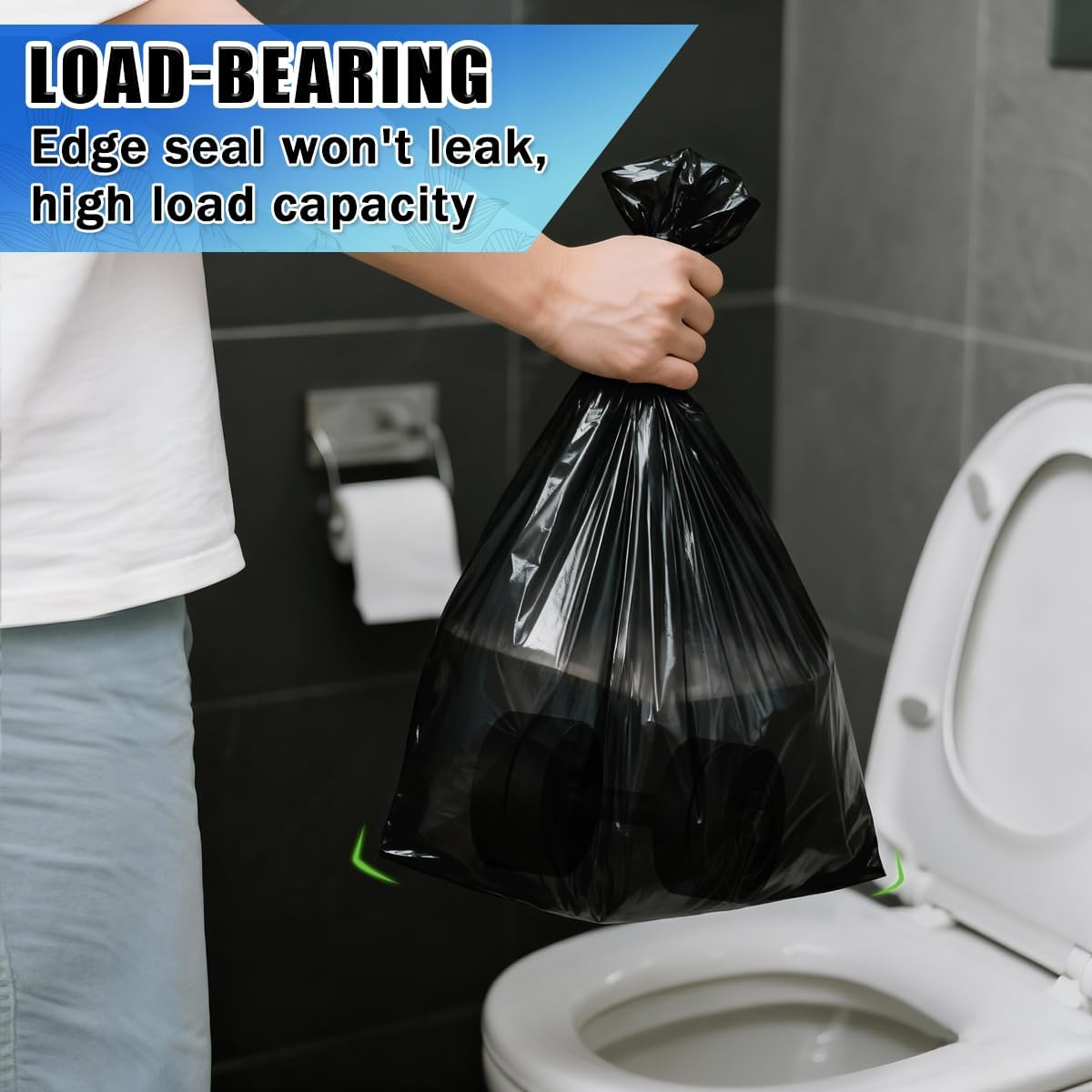 5L Bin Bags Small Trash Bags 1.2 Gallon Garbage Bags Bathroom Bin Liners,Strong Compost Bags,Black,120 Count image number 5
