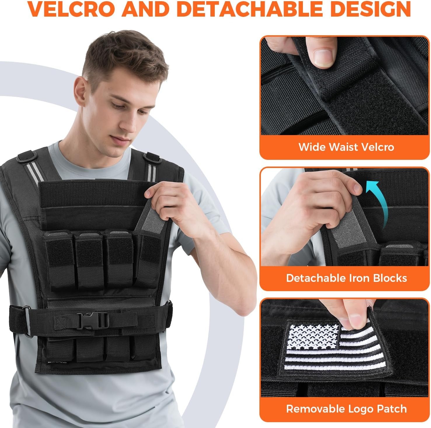BAGAIL Weighted Vest for Strength Training, Removable Iron Plates, Adjustable Bust Size, Heavy Duty Fitness Vest for Man Woman, Ideal for Gym Workouts, Yoga Training and Aerobic Exercises image number 2