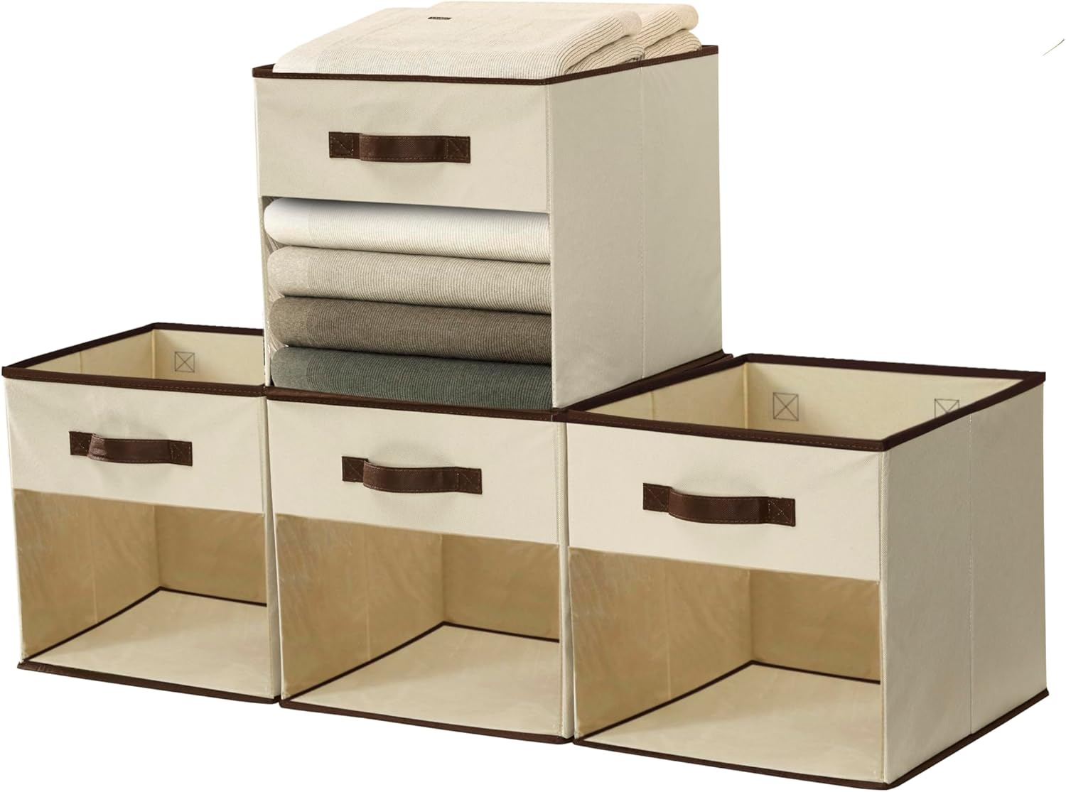 DECOMOMO Storage Bins, Cube Storage Bin with Window, Fabric Storage Cubes for Shelves (11" / 6Pcs, Black)