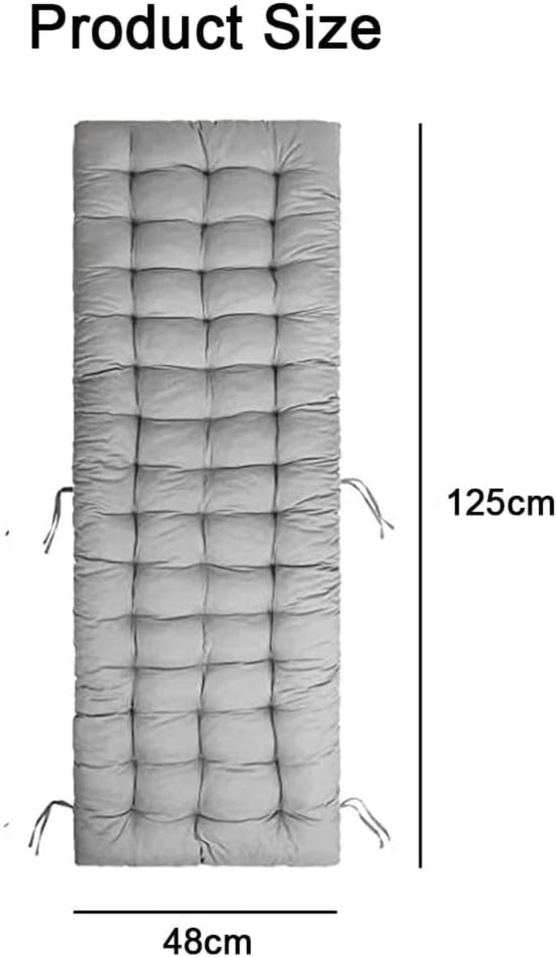 Chair Cushion, Foldable Lounge Cushion, Rectangle Bench Cushion Pad for Chaise Swing, Home Lazy Bench Cushion for Living Room, Midday Rest, Watching TV, Balcony, Grey, (Chair NOT Include) image number 1