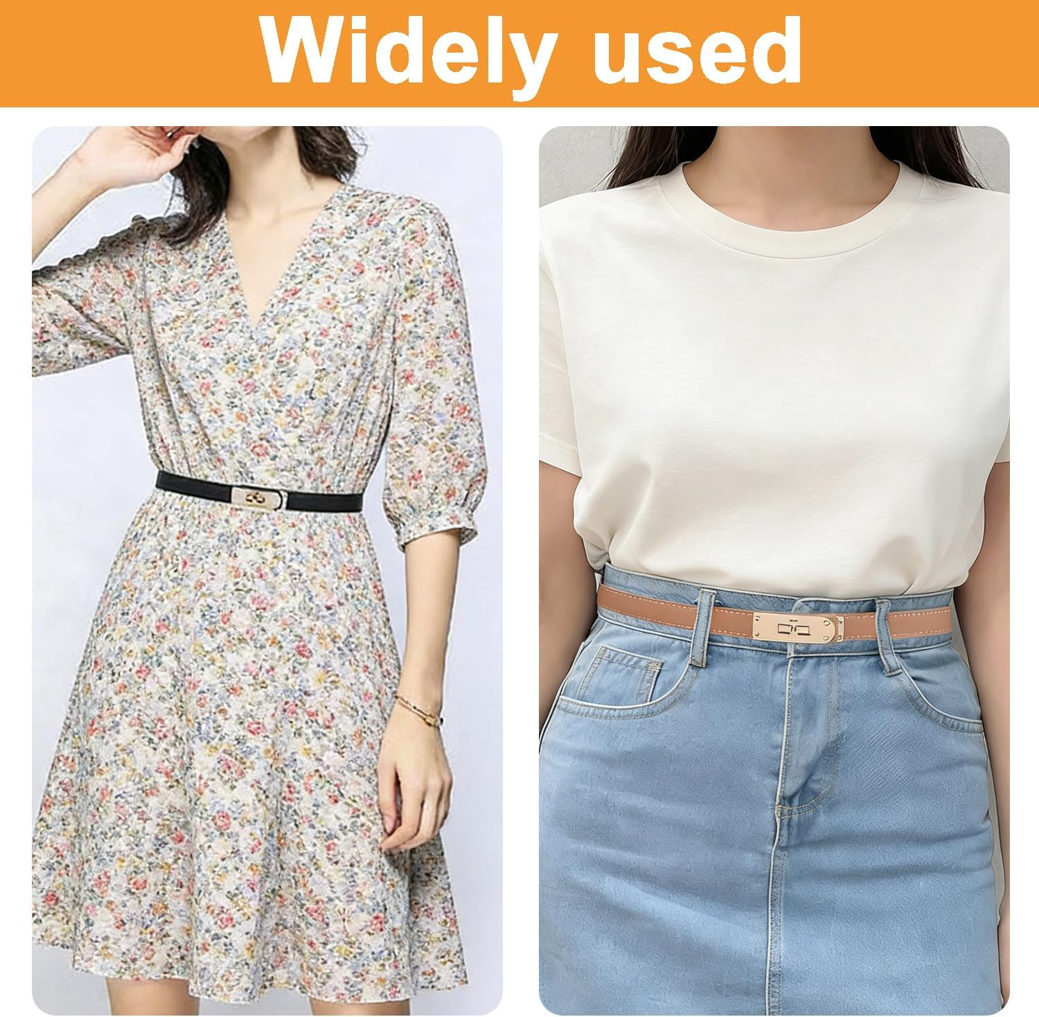 4 Pack Women'S Skinny Leather Belts,Turn Lock Belts,Adjustable for Dresses, Jeans, Coats image number 1