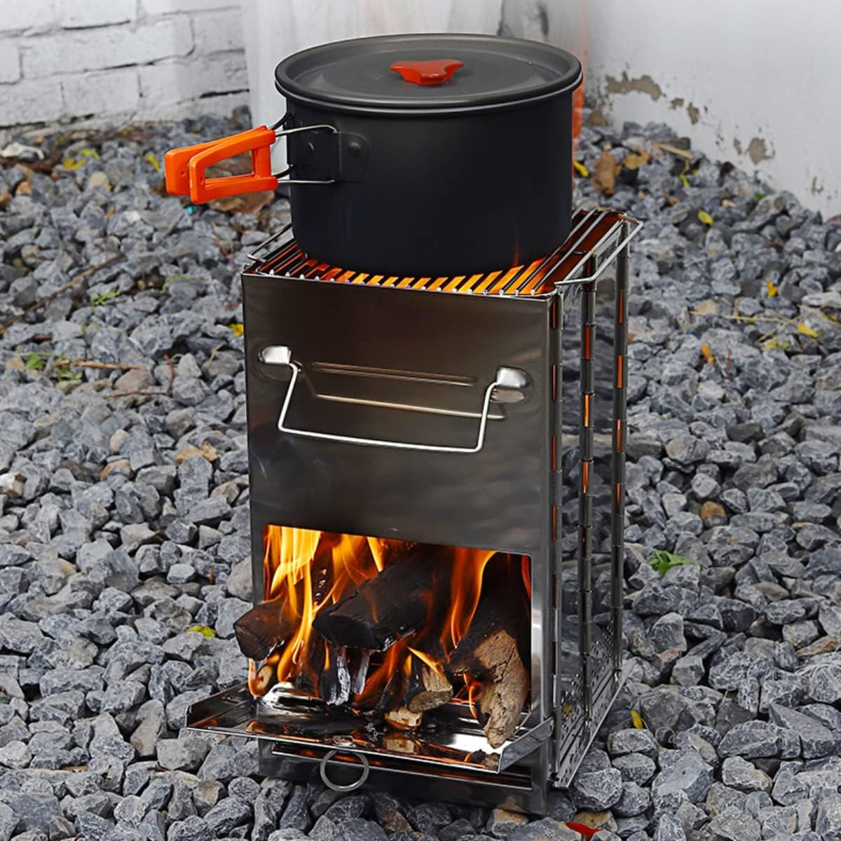 Portable Outdoor Cooking Stove, Grill & Fire Pit - Wood, Twig, Charcoal, Alcohol - Cast Iron - Camp Stove image number 1