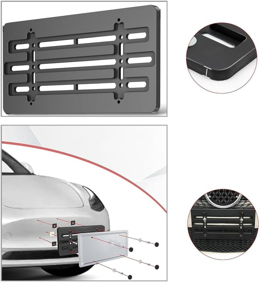 Black License Plate Bracket Holder,Number Plate Holder,Car Number Plate Holder,Front License Plate Bracket with 6 Screws and Wrench Kit,Easy Mount,Frame Tag Universal for Car Truck Van SUV image number 3
