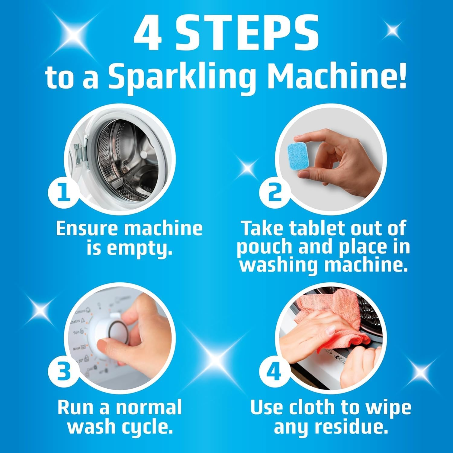 Washing Machine Cleaner Tablets 12 Pack Powerful Descaler -Deep Cleaning for HE Front Loader & Top Load Washer Septic Safe Eco-Friendly Deodorizer Clean Drum & Laundry Tub Seal- Year'S Supply image number 2