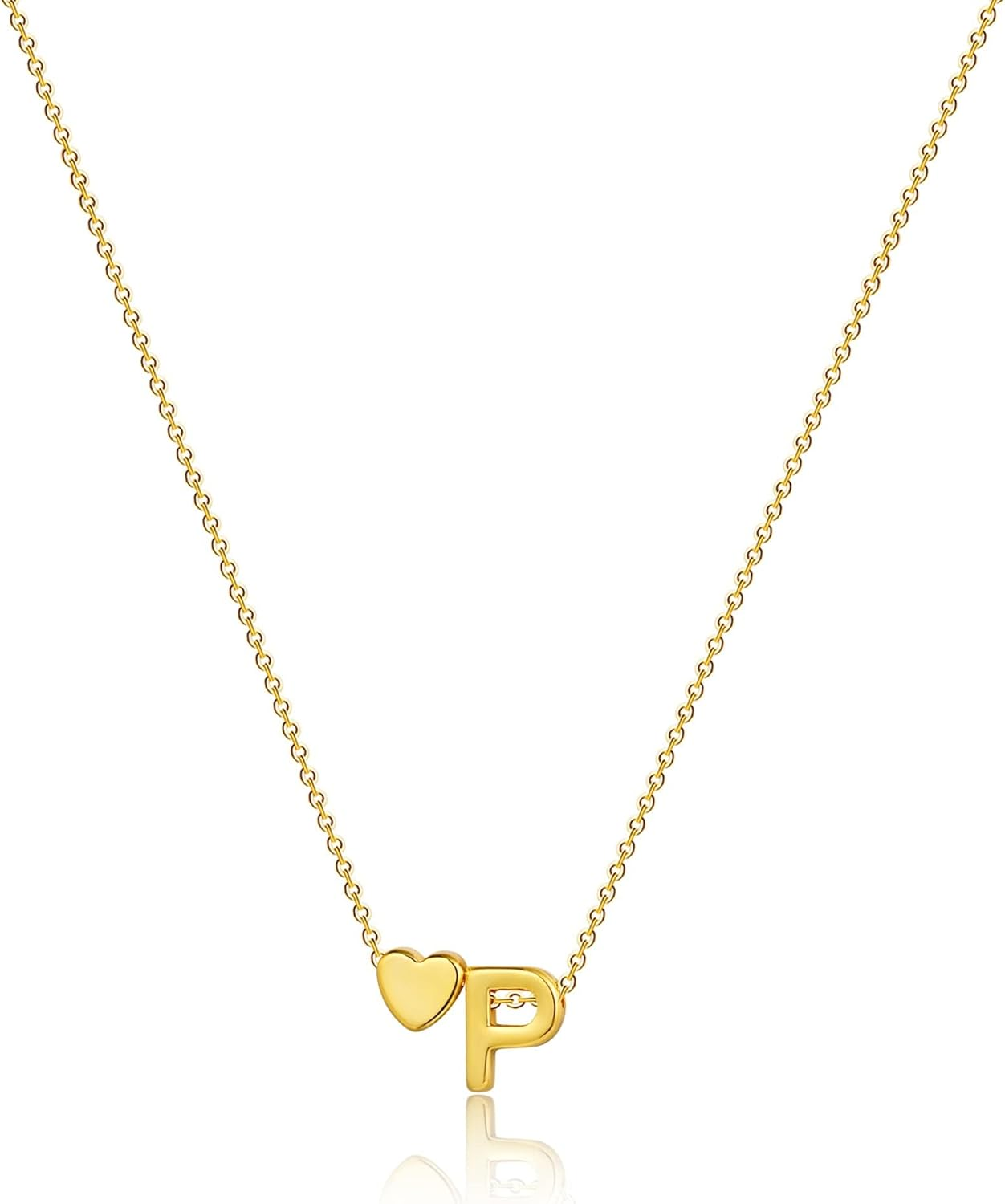 Initial Heart Necklace Gold Dainty Letter Pendant Tiny Heart Necklace for Women image number 5