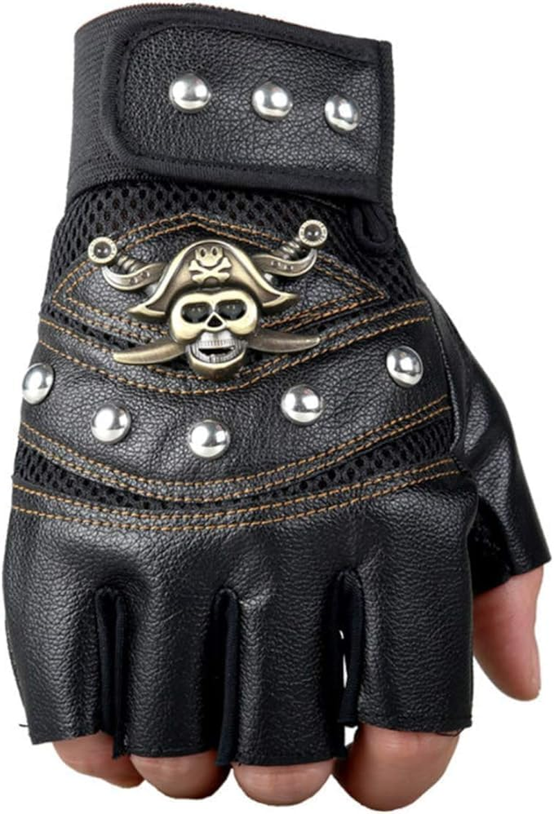 Punk Rivet Motorcycle Car Driving Gloves Half Finger Mittens Rocker Driving Gloves image number 2