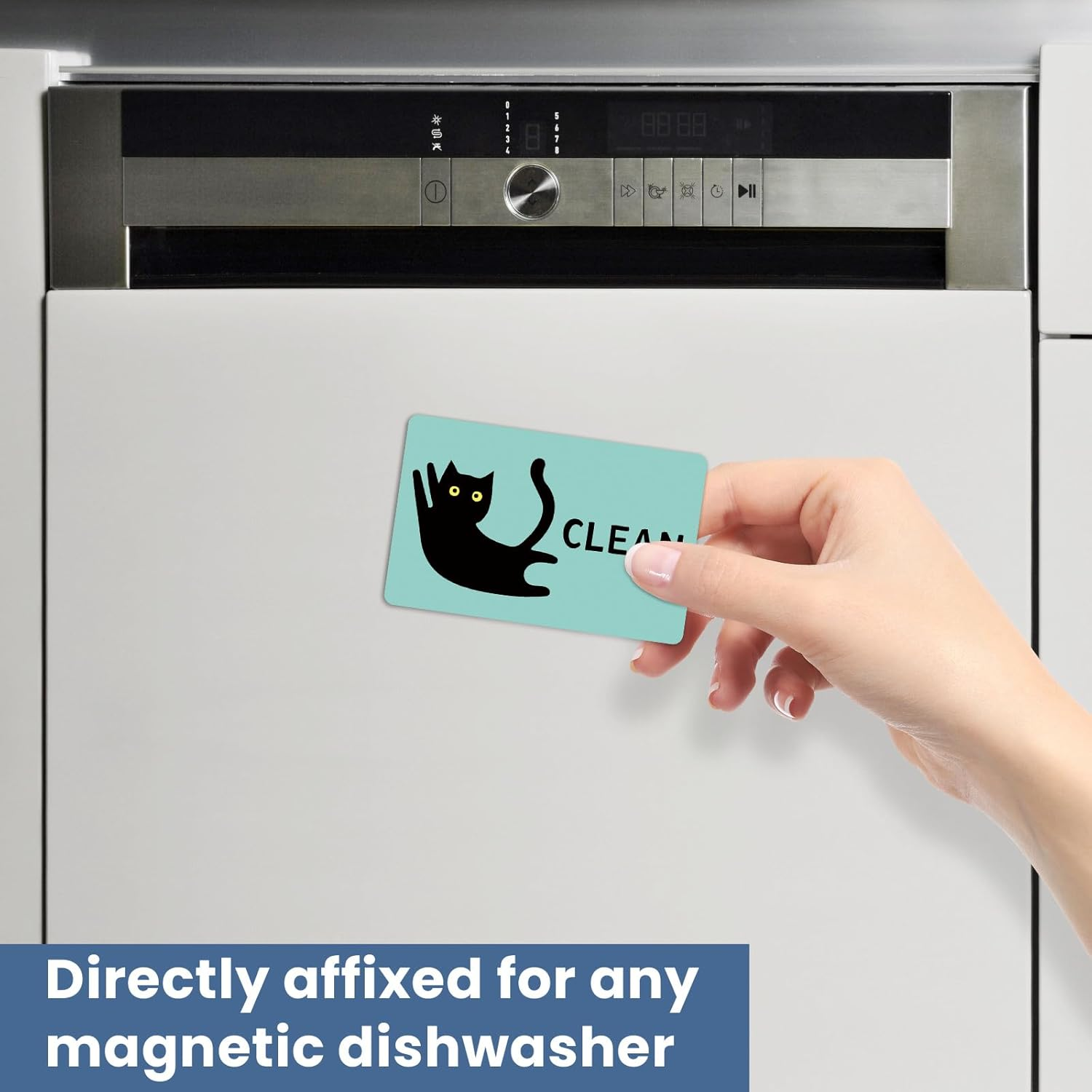 HSSPIRITZ Funny Cat Cute Cartoon Clean Dirty Dishwasher Magnet,Washing Machine Magnet Flip,Black Cat Kitchen Refrigerator Clean Dirty Sign,Double Sided Strong/Non Scratch(Black Cat)
