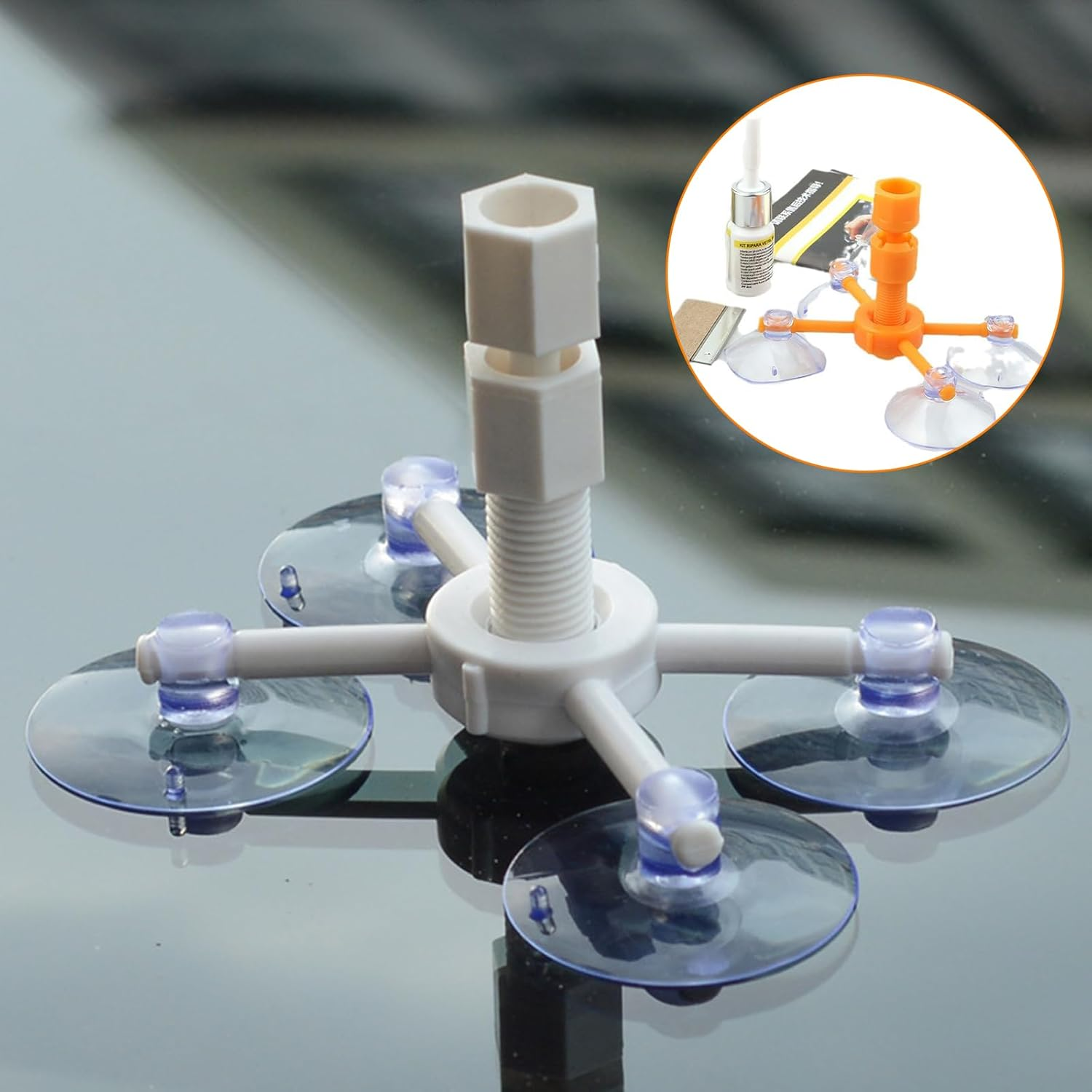 Windscreen Repair Kit, Windshield Repair Kit with Curing Lamp, Suitable for Bull'S Eye, Half-Moon, Cobweb, Star and Long Line Cracks image number 4