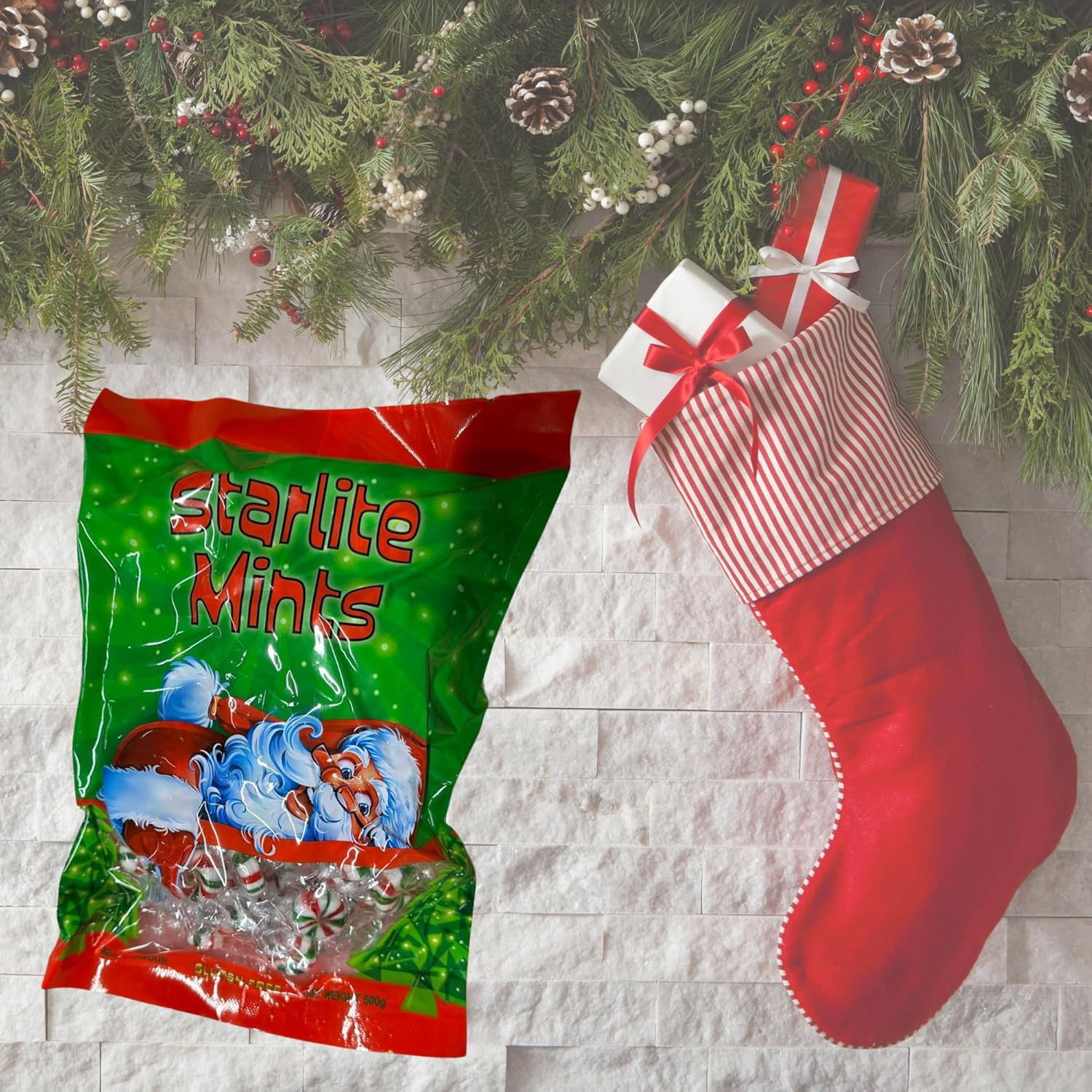 Starlite Mints - Red White and Green Peppermint Swirl Candy - 500G image number 5