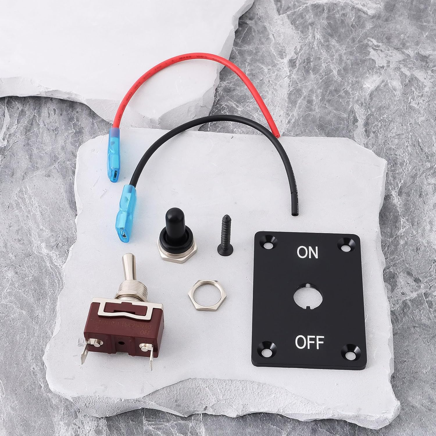 1Set SPST Waterproof Momentary Toggle Switch, (On)-Off-(On) 12V 30A with On/Off Mounting Panel 2 Pin Wired image number 3