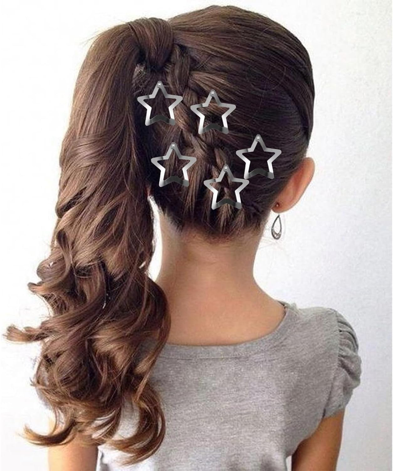 Pack of 20 Star Hair Clips, Mini Hair Clip, Silver and Gold, Star Hair Clip, Hair Accessories, Pentagram, Metal Snap Headpiece, for Children, Girls and Madame Hair Accessories image number 5