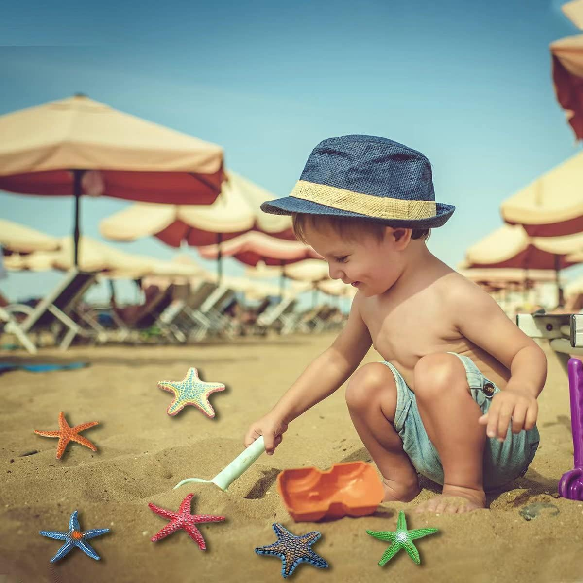 Phedrew 8Pcs Big Diving Toys Colorful Starfish Toys Summer Swimming Pool Toys Set Soft Rubber Dive Throw Toy for Kids Underwater Swimming Toy for Pool image number 4