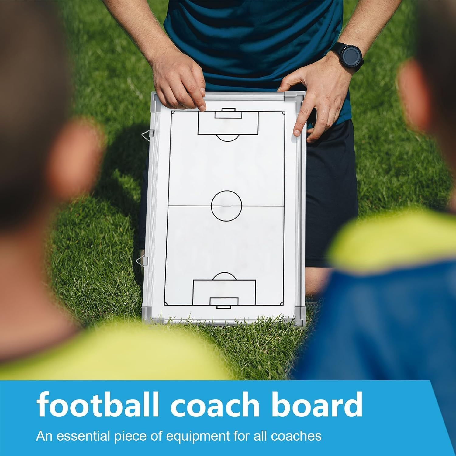 Magnetic Soccer Coach Board, Double-Sided Football Coaches Whiteboard, Portable Soccer Tactics Board Football Dry Erase Clipboard Kit with Magnets, Pen, Eraser image number 4