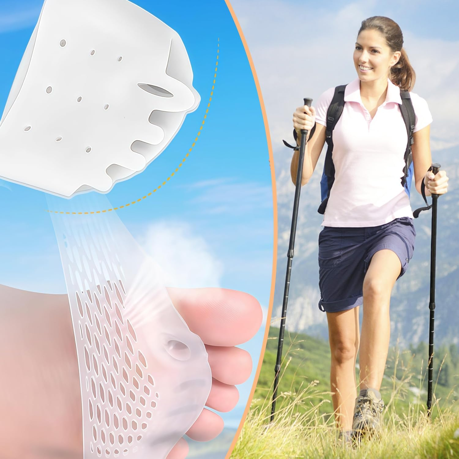 Silicone Toe Separators for Women & Men, 4 Packs Toe Separators Bunion Corrector Cushion, Breathable Soft and Comfortable Gel Foot Cushions, Multiple Colors (4 Pairs) image number 6