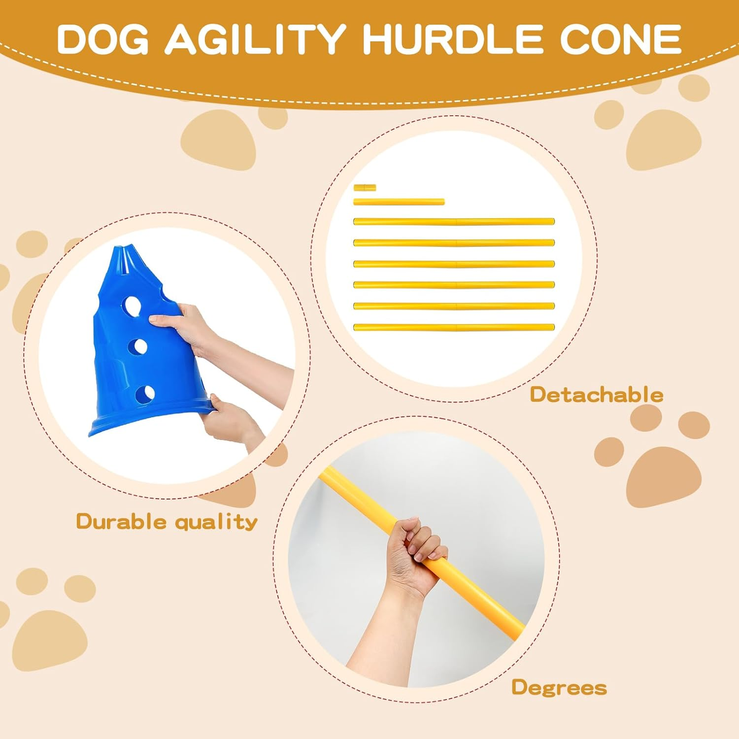 AEDNX Dog Agility Hurdle Cone Set Dog Agility Course Backyard Set Include 12 Agility Cones 6 Agility Rods Agility Training Equipment Height Adjustable Obstacle with Storage Bag Blue image number 5